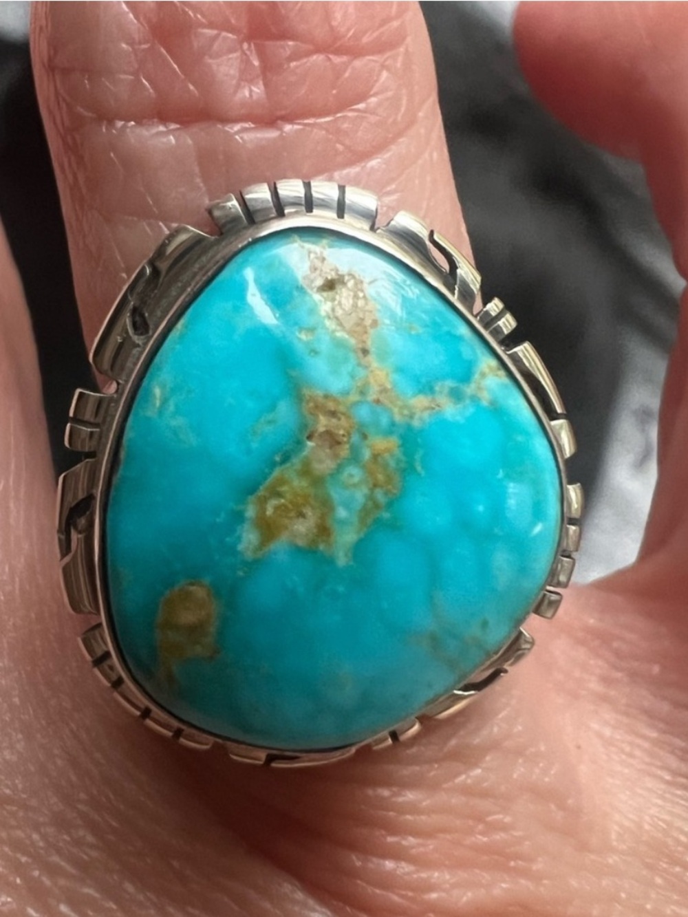 Vintage Peggy Skeets Turquoise & sterling silver ring. Gorgeous.